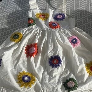 Mini Boden Floral Embroidered White Dress 4-5Y